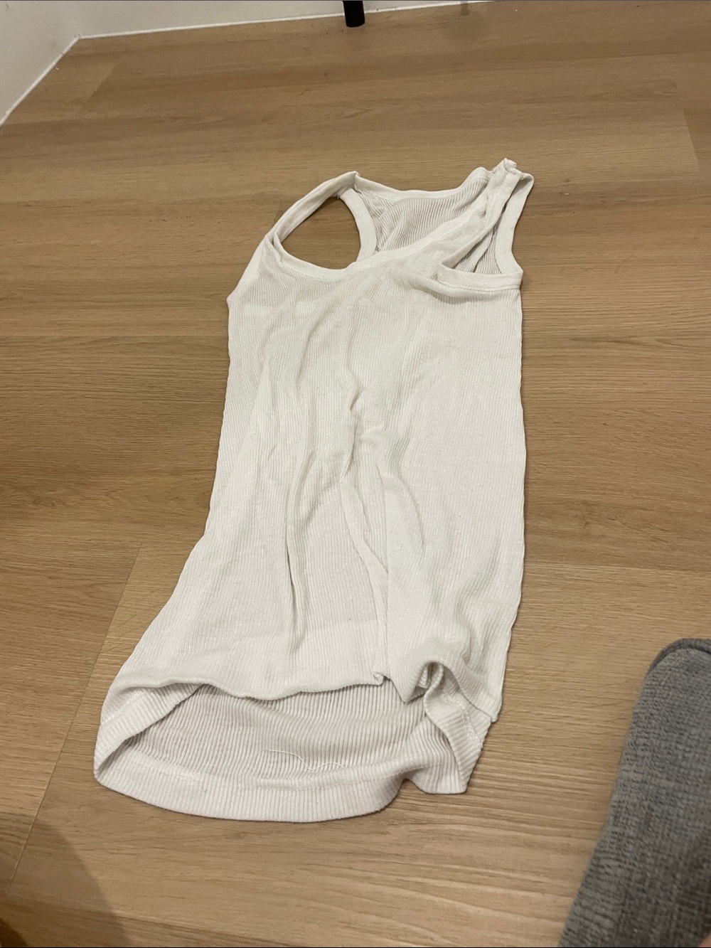 Men's White Ribbed Racerback Tank Top